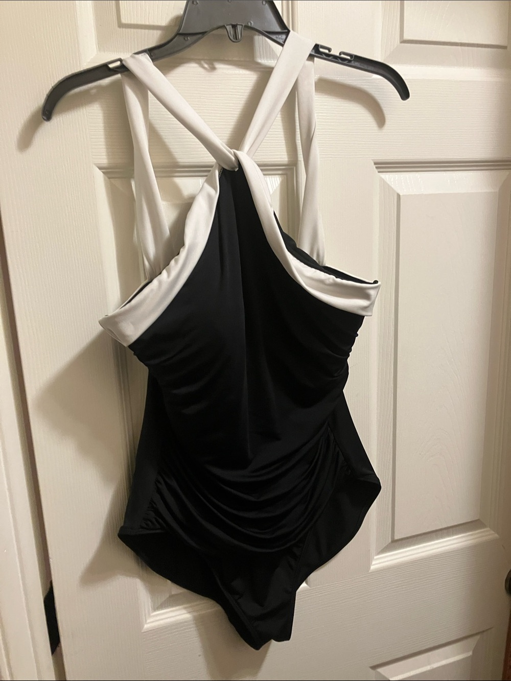 Ralph Lauren Black and White Swimsuit with Logo Tag